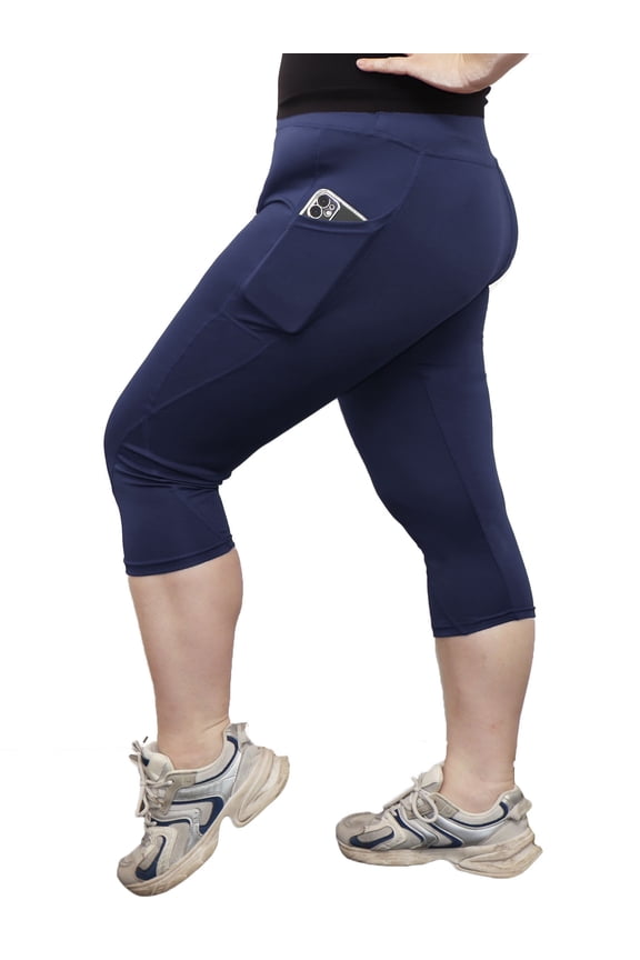Plus Size Capri Leggings for Women Stretchy S-4X Tummy Control High Waist Spandex Workout Yoga Pants