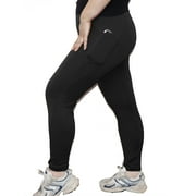 Forloe Plus Size Leggings with Pockets for Women High Waist Tummy Control Workout Yoga Pants Black