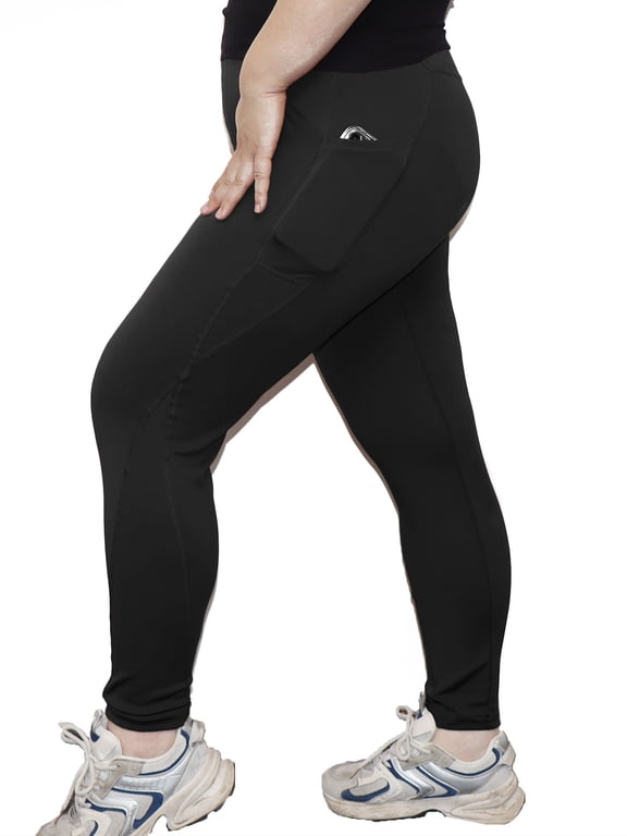 Plus Size Leggings with Pockets for Women High Waist Tummy Control Workout Yoga Pants Black