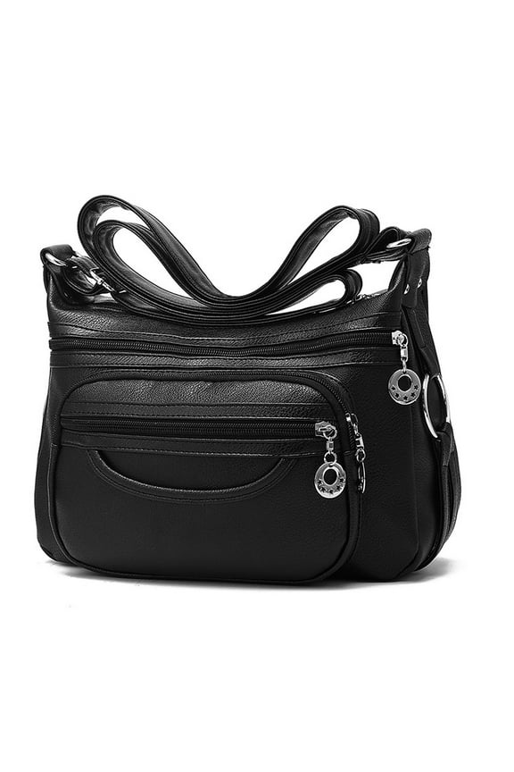 Women Crossbody Bag Leather Handbag Pocketbook Lightweight Shoulder Purse,Black