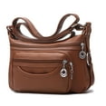 thumbnail image 1 of Forloe Women Crossbody Bag Leather Handbag Pocketbook Lightweight Shoulder Purse,Brown, 1 of 7