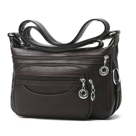 Forloe Women Crossbody Bag Leather Handbag Pocketbook Lightweight Shoulder Purse,Brown