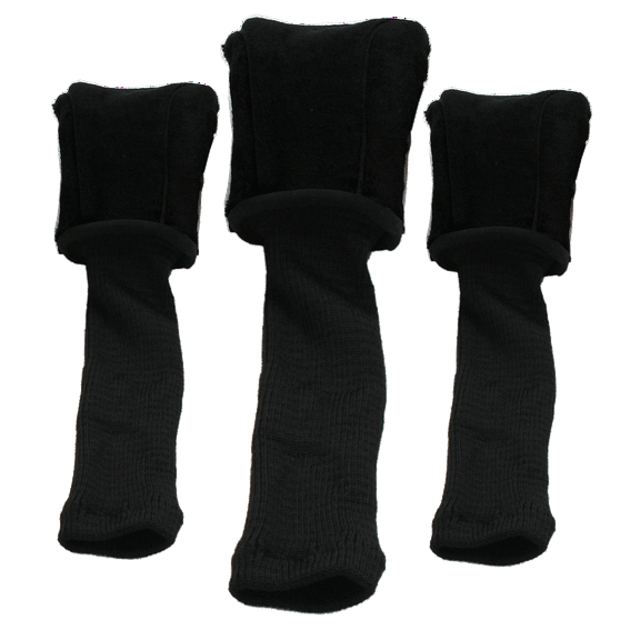 Form-Fit Soft Long Neck Golf Club Headcovers with Dial Numbering System – 3 Pack (Black)
