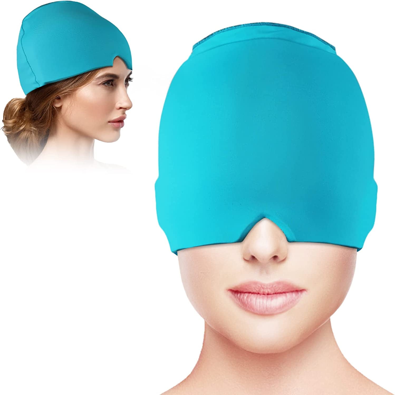 PVC Cold Therapy Headache Relief Cap with Ice Pack Mask for Migraine,,  Medium