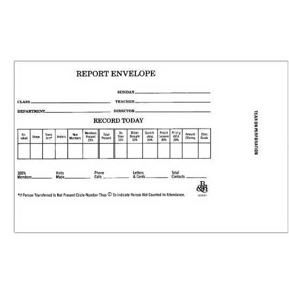 Form-Sunday School Report Envelope (Form 45L) (Pack of 100)