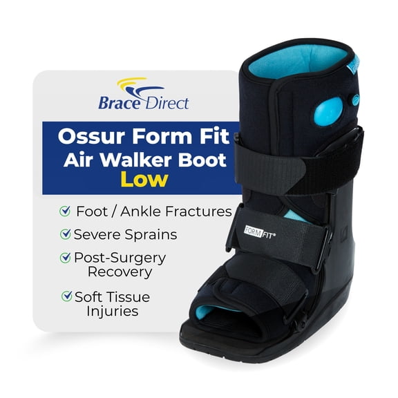 Ossur Formfit Walker Boot with Air - Medical Grade Immobilization for Strains, Sprains & Stable Fractures | Pneumatic Technology to Reduce Pain & Swelling | Breathable Material (Low Top, Medium)