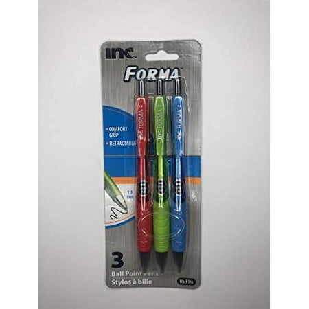 Forma Ball Point Retractable Black Ink W/Multi Colored Barrel 1 Pack Of 3