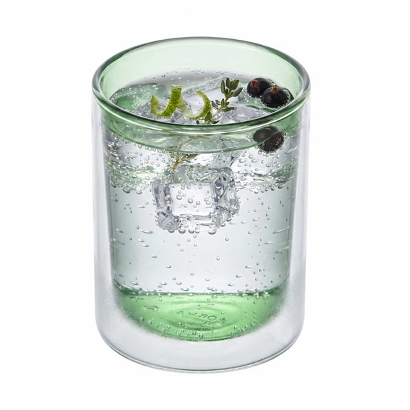 Forma Professional 14 oz Gray Glass Tumbler - Double Wall, Borosilicate - 3 1/4" x 3 1/4" x 5 1/4" - 12 count box