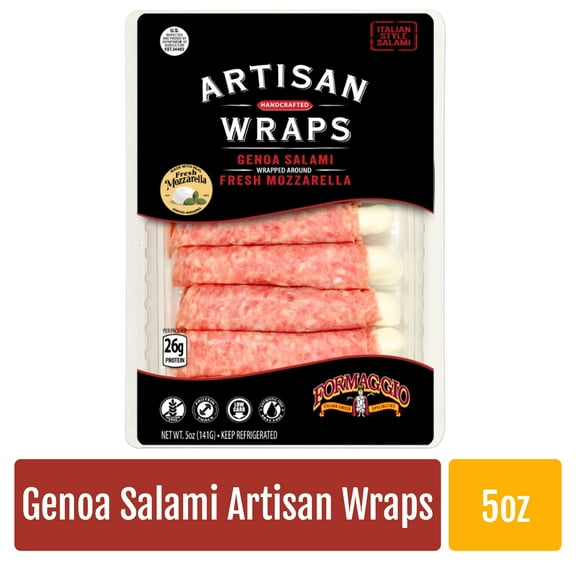 Formaggio Genoa Salami and Mozzarella Artisan Wraps, 7 Count