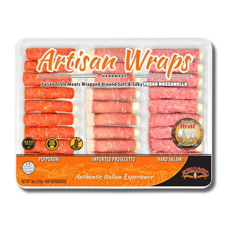 Formaggio Handmade Artisan Wraps, Italian Style Meat & Mozzarella Panino, 18 oz, 24 Count