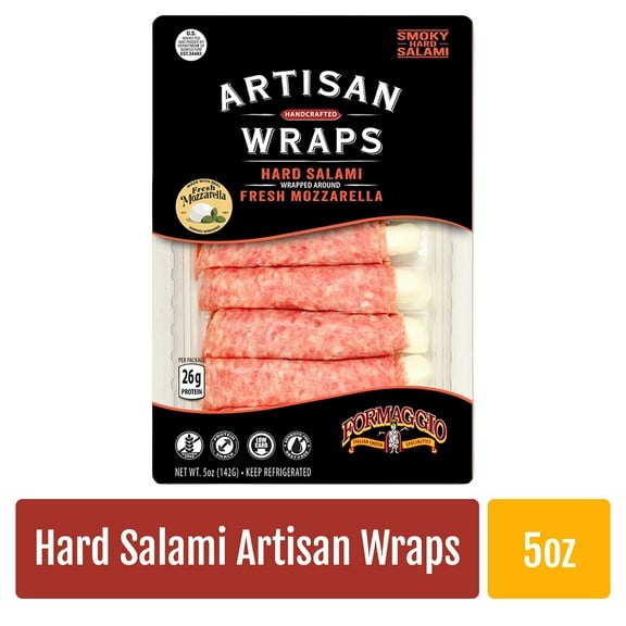 Formaggio Hard Salami and Mozzarella Artisan Wraps, 7 Count