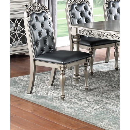 Formal 2 Piece Dining Chairs , Grey/silver, Rubberwood, Intricate Seat And Back For Modern Party Design Cushion With Room