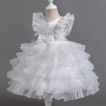 thumbnail image 1 of Formal A-Line Dresses for Girls Size 3-12 Layered Ruffle Sleeve Bowknot High Waisted Solid Performance Evening Party Prom Tutu-Dress, 1 of 7