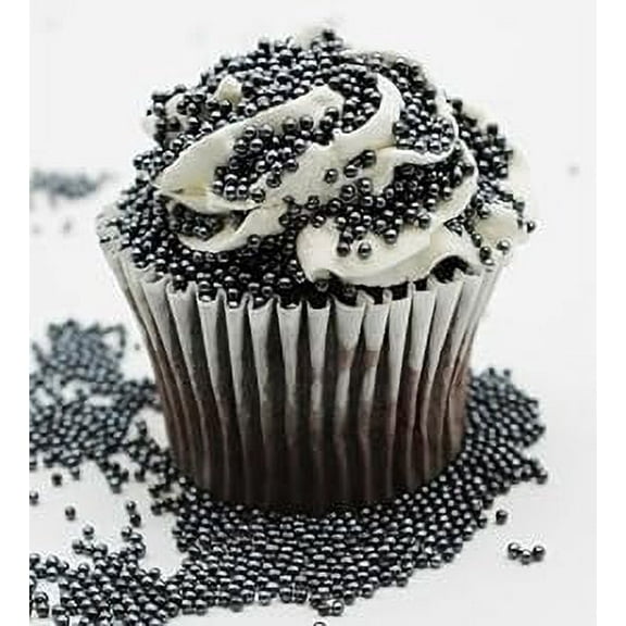Formal Black Edible Candy Beads 8 Ounce SIZE: 2 MM For Decorating Wedding Cakes-Candy Caviar Gemstone Candy For Parties-100% Edible