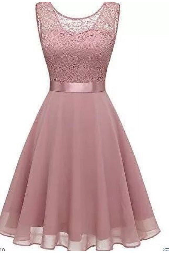 Formal Cocktail Dresses Bridesmaid Wedding Guest Short Prom Dress Ruffle Hem Christmas Sleeveless Lace Gowns