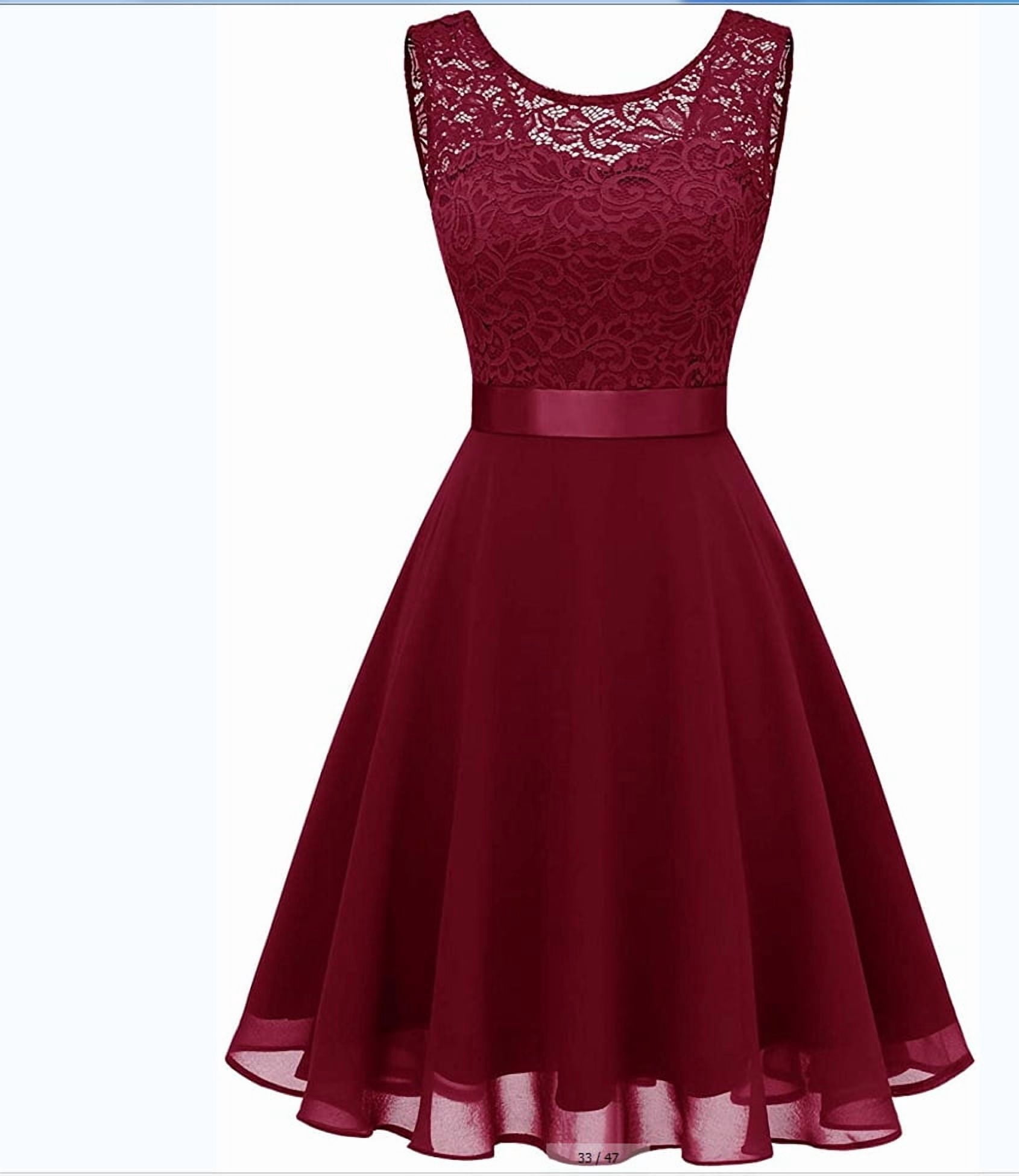 Formal Cocktail Dresses Bridesmaid Wedding Guest Short Prom Dress Ruffle Hem Christmas Sleeveless Lace Gowns