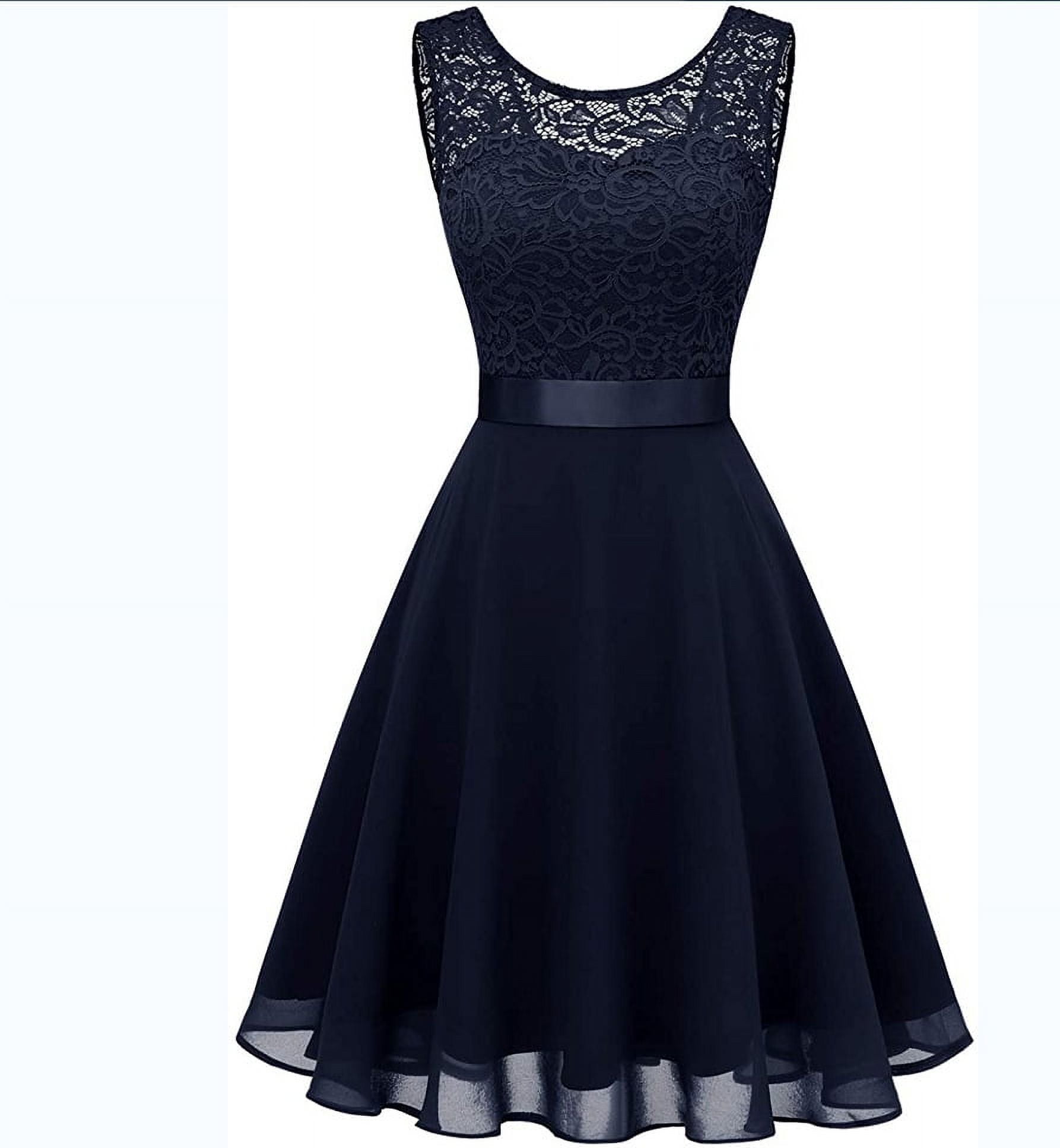Formal Cocktail Dresses Bridesmaid Wedding Guest Short Prom Dress Ruffle  Hem Christmas Sleeveless Lace Gowns - Walmart.com