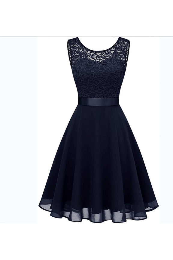 Formal Cocktail Dresses Bridesmaid Wedding Guest Short Prom Dress Ruffle Hem Christmas Sleeveless Lace Gowns