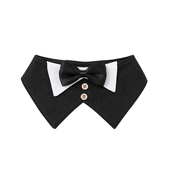 Formal Dog Tuxedo Bandana, 1 PCS Dog Tuxedo Cotton Bandana Dog Wedding Collar with Bow Tie and Neck Tie for Dogs, Black L