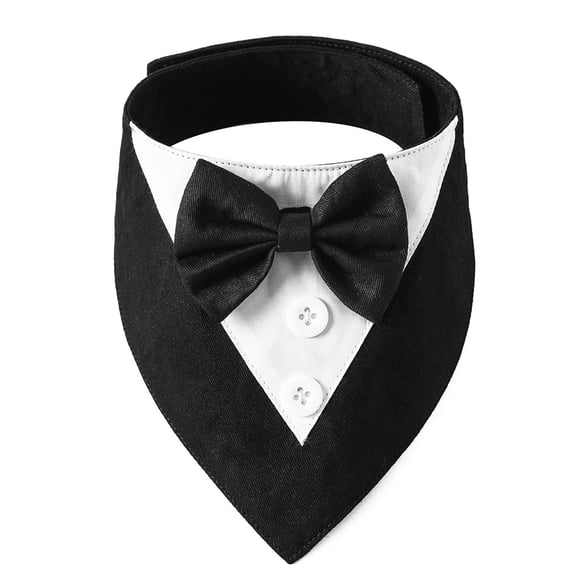 Formal Dog Tuxedo accessories, Wedding Dog Bandana Collar with Bowtie, Adjustable Pet Birthday Wedding Tux Outfit for Medium Dogs (M, Black)