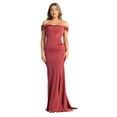 thumbnail image 1 of Women's May Queen Formal Dress Off Shoulder Mocha A light coffee-colored brown Color 18, 1 of 4