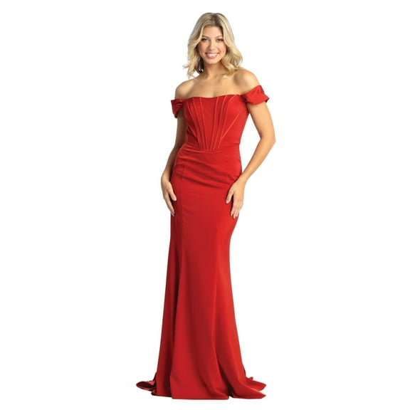 Women's May Queen Formal Dress Off Shoulder Rust Reddish-brow 4