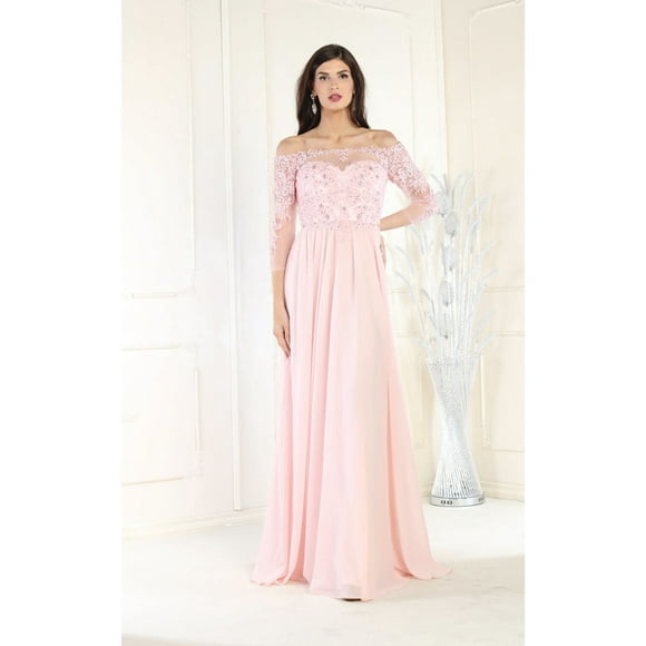 Formal Dress Shops Inc Embroidered Plus Size Formal Gown Dusty Rose 4