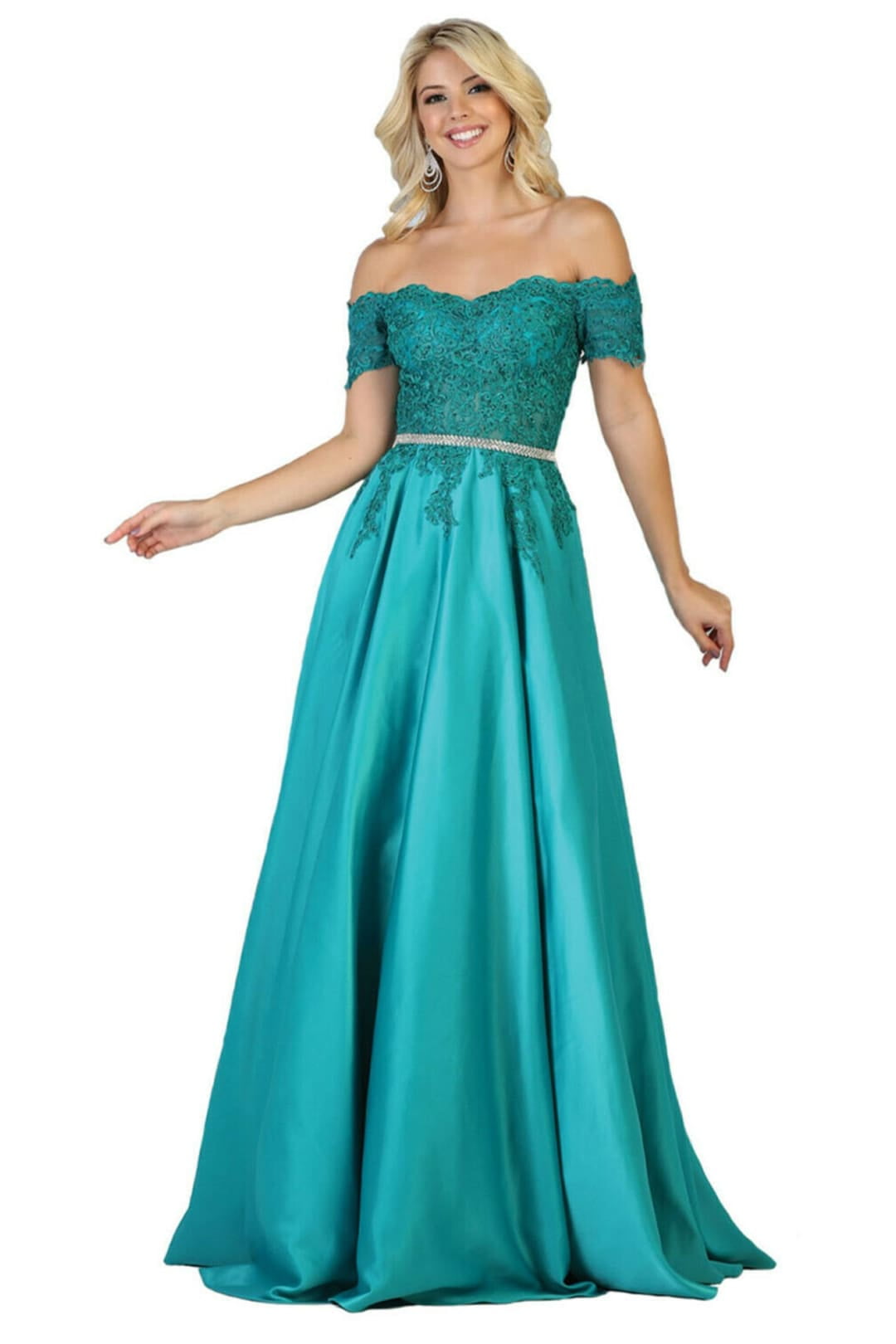 Formal Dress Shops Inc Juniors Womens Off Shoulder Evening Gown