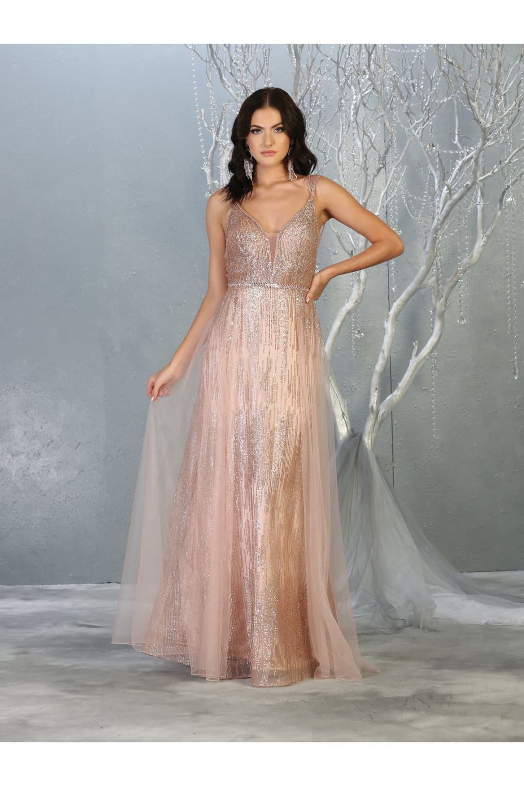 Plus size rose gold prom dress hot sale