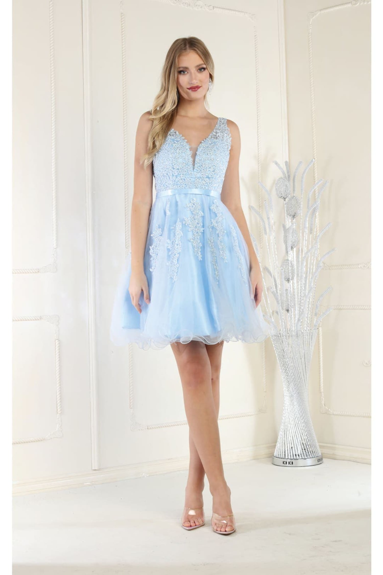 Semi Formal Baby Blue Short Formal Dress Blue Short Light Blue