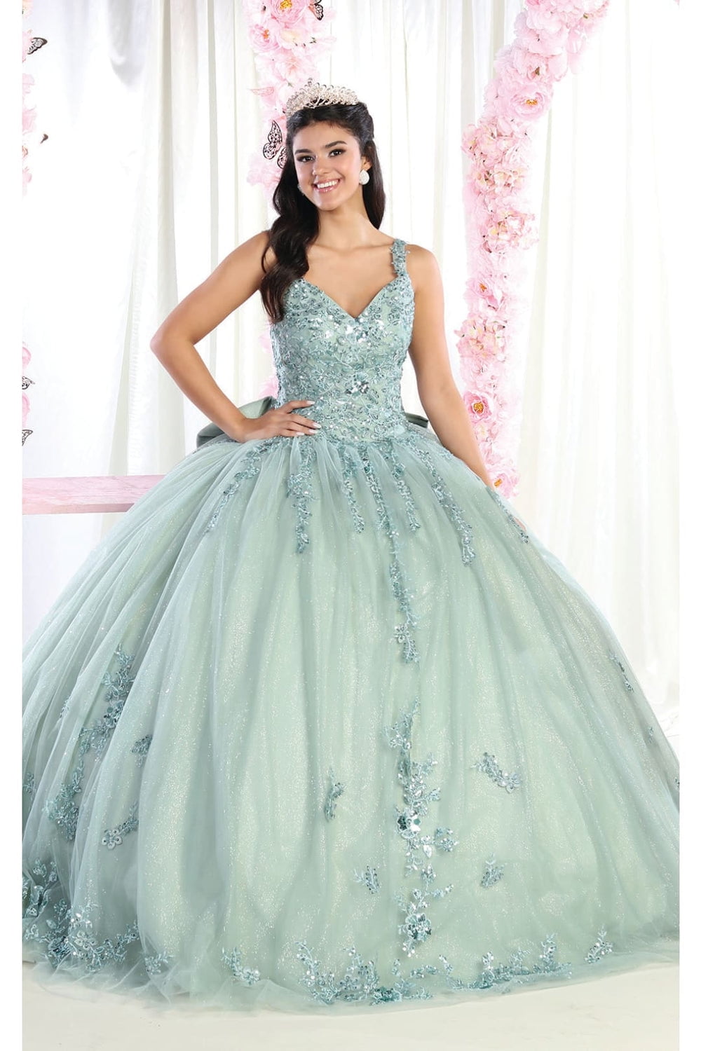 slim fit dress slacks Modest Ball Gown Sweetheart Tulle Long Sage Green Formal Sweet 16 Dres –  BlingDress main image 0