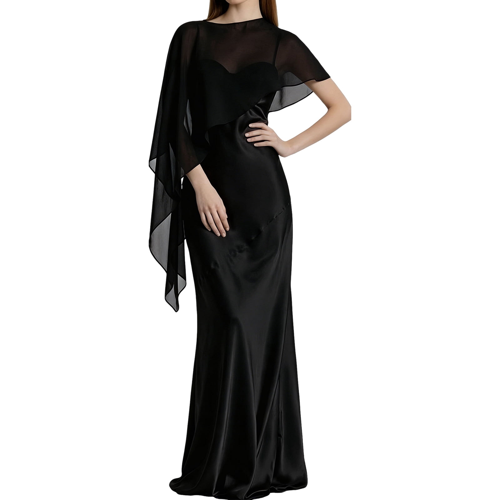 homecoming dress shawl Formal Shoulder Wrap for Bridesmaid and Wedding Guest Outfits, Sheer Fabric with Light Draped Coverage prom dress in black color