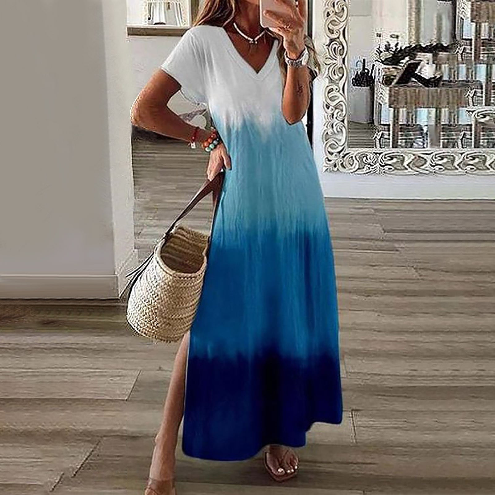 Formal Dress for Ladies TIANEK VNeck Floral Glamorous Ball Prom Gown