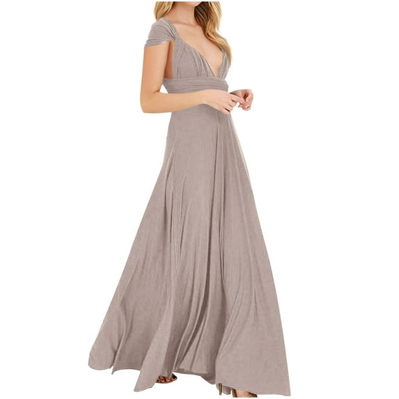 Formal Dress for Women Evening Gown V Neck Short Sleeve Long Flowing A-Line Maxi Dress Wedding Guest Prom Dresses