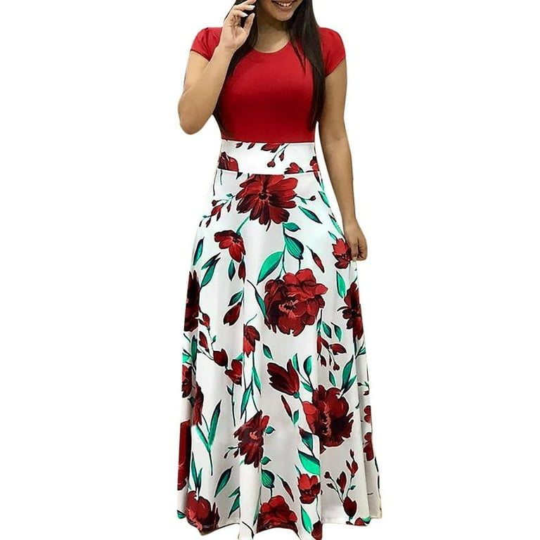 Red and white maxi dress plus size on sale
