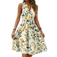 thumbnail image 1 of Formal Dresses Women, Floral Casual V Neck Sleeveless Tunic Tank Dress Cocktail Wedding Guest Beach Vacation Sundress White For Graduation Summer Dresses Women Casual Dresses (L, Yellow) ZMTing, 1 of 5