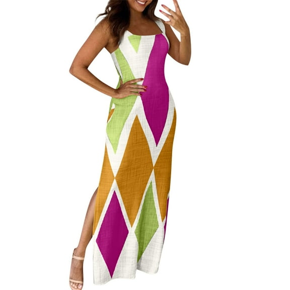 Formal Dresses Women, Linen Retro Floral Square Neck Sleeveless Bodycon Maxi Tank Dress Casual Beach Cocktail Party Wedding Guest Sundress 13 Going On 30 Dress Casual Dresses (M, Hot Pink) ZMTing