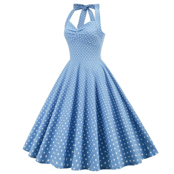 Formal Dresses for Women Plus Size Fashion Casual Sleeveless Vintage Cami High Waist Swing Dress Summer for Wedding Guest Prom Cocktail Evening Party Graduation Beach Vacation 2-Light Blue S