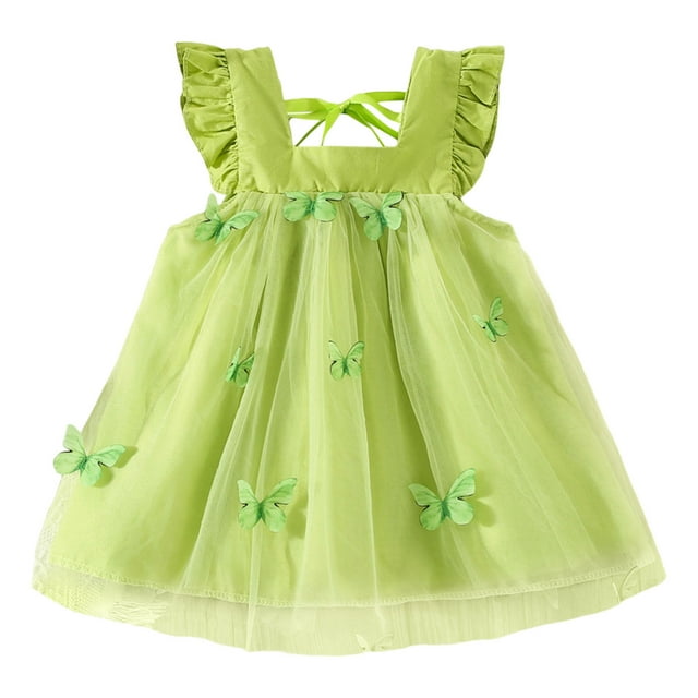 Formal Dresses for Kids Toddler Fly Sleeve Butterfly Tulle Ruffles ...