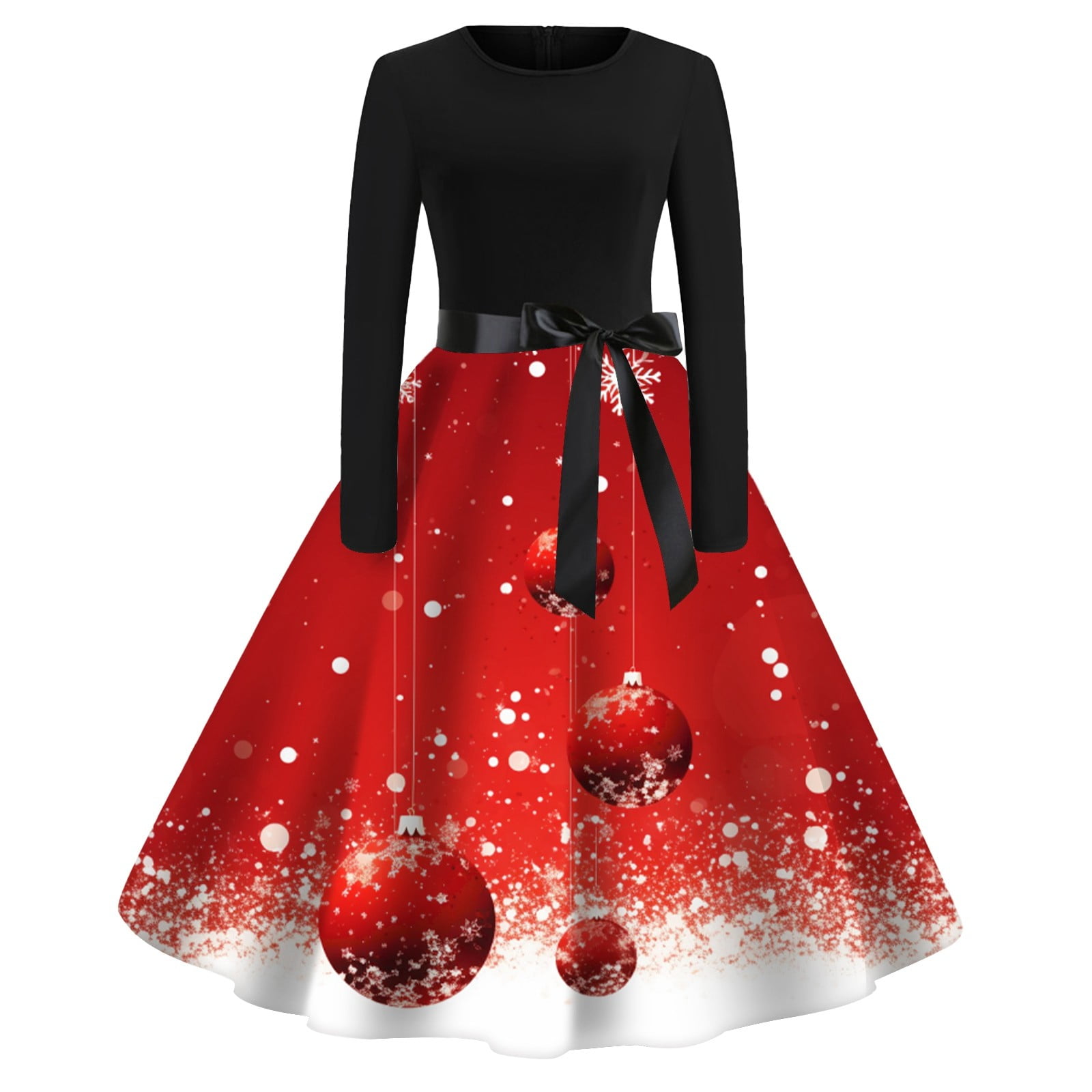 Formal Dresses for Women 2023 Christmas Classic Dress Long Sleeve O ...