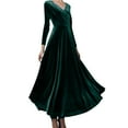 thumbnail image 1 of Formal Dresses for Women 2024 Ladies Elegant Long Sleeve V Neck Gold Velvet Long Dress Evening Dresses for Women Green XXL, 1 of 5