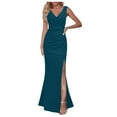thumbnail image 1 of Formal Dresses for Women Ladies Elegant Sleeveless V Neck Split Evening Gown Long Dress Evening Dresses Sky Blue XXL, 1 of 5