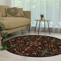Formal Geometric Medallion Ultra-Soft Indoor Area Rug or Runner, 5' Round, Midnight by Blue Nile Mills
