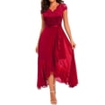 thumbnail image 1 of Formal Gowns and Evening Dresses Wedding Guest Women Solid Dress Lace Splice Sleeveless V-Neck Ruffle Hem Dress Fashion Evening Gown for Party Wear, 1 of 4