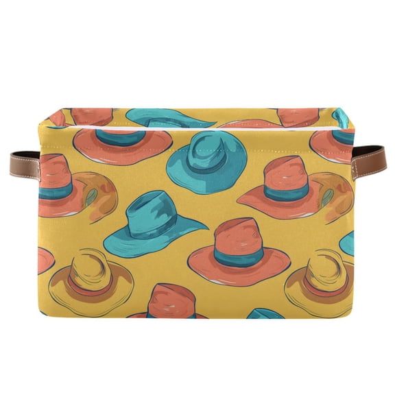 Formal Hat Storage Bins with Handle Fabric Organizer Basket Foldable Box 1 Pack 14.2x10.2x8.3