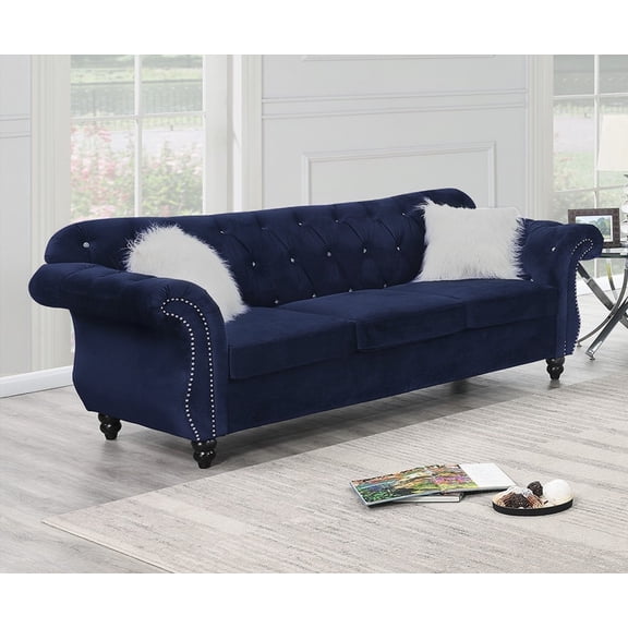 Modern Luxury Velvet 1pc Sofa 93L x 34W x 37H for Living Room