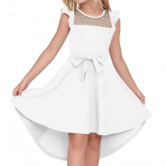 Formal Prom Party Evening Casual Concert Dresses for Girl Fall Summer Ruffle Midi Fish Net Mesh A Line Dresses Homecoming Dresses Girls 2026 Clothes Regular Fit 13 Years