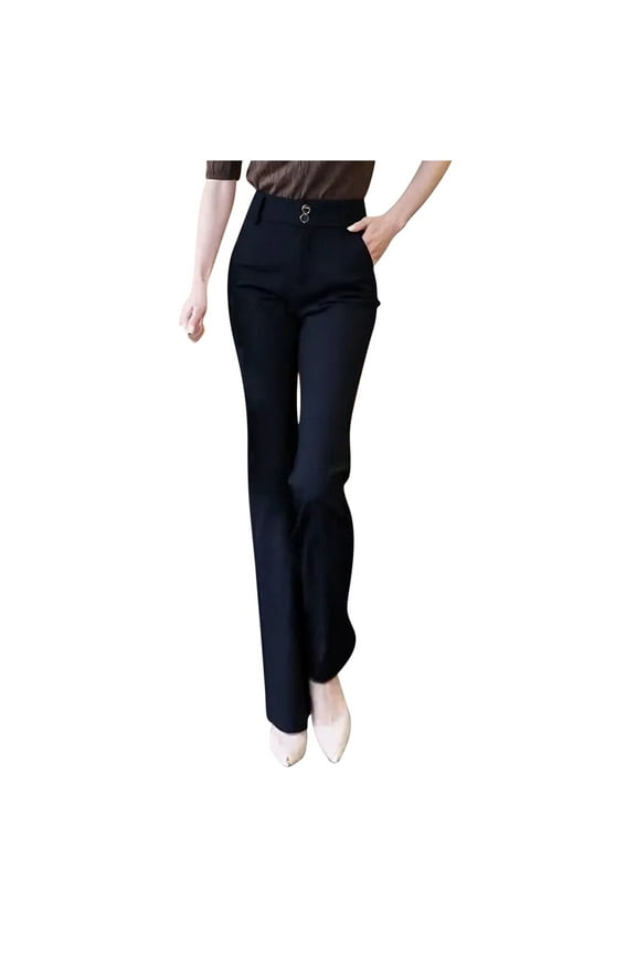 Formal Suit Pants for Women Premium Business Micro Flare Trousers High Waist Slim Straight Pants Stretch Work Slacks