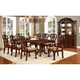 thumbnail image 1 of Formal Traditional Antique Dining Room Furniture 9pcs Set Brown Cherry Pedestal Base Dining Table w Leaf Padded Seat Intricate Design Dining Chairs, 1 of 9