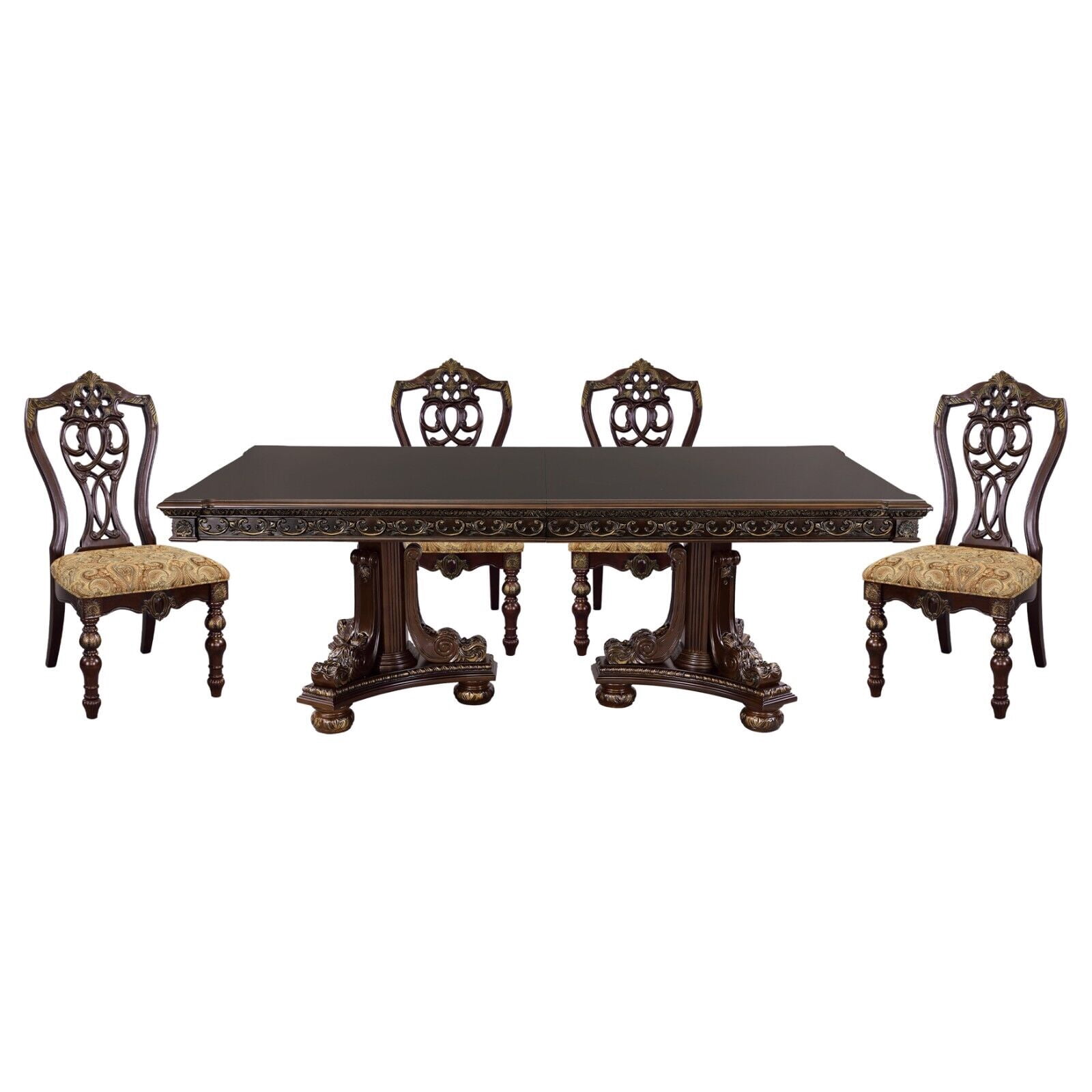 Formal Traditional Dark Cherry Finish Dining Set 5pc Dining Table 4 ...